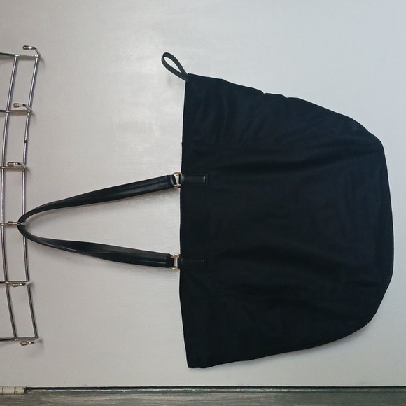 TORY BURCH BLACK NYLON ZIPPERED SHOULDER/TOTE BAG PURSE - Picture 4 of 5